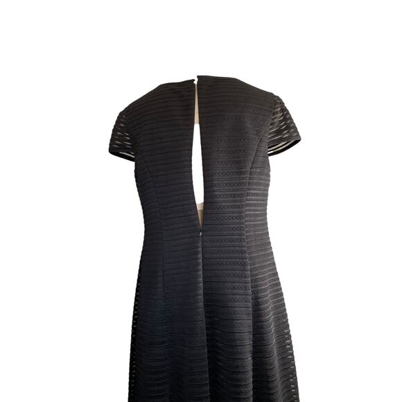 London Times Woman Black Textured Stripe A Line Dress 14W Evening Party New - Picture 14 of 14